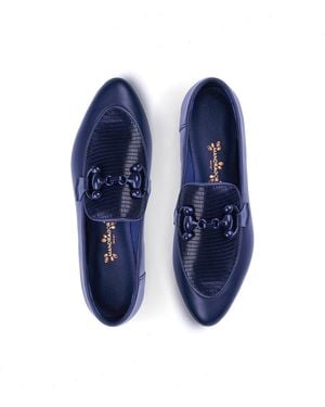Mandragora Design Catherine Deep Leather Loafer Shoes - Blue