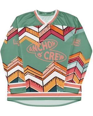 Anchor and Crew Vibrant Motif Pattern Recycled Fabric Hockey Jersey - Green