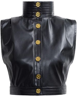 Kargede Leather Vest – High Neck, Structured Fit - Black