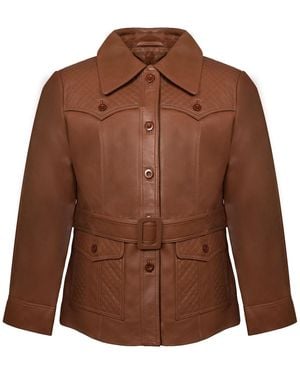 Zasta Studio Old Fashioned Leather Trench Jacket - Brown