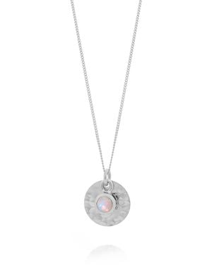 Nellou Jewellery Ethiopian Opal Luna Disc Necklace - Metallic