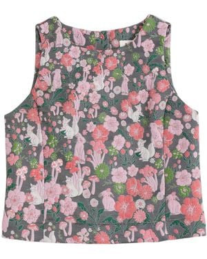 Louche Mea Fairytale Jacquard Sleeveless Top - Red