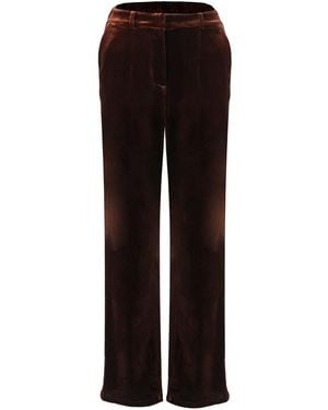 Smart and Joy Straight Velvet Suit Trousers - Black