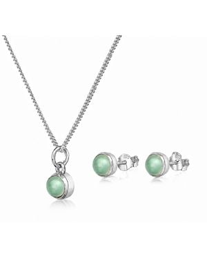 The Jewellery Store London March Birthstone Jewellery Set With Aqua Chalcedony - White