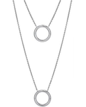 Gold & Honey Double Circle Drop Layered Necklace - Metallic