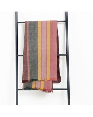Variously Barque Clay Modern Artisan Striped Soft Merino Handwoven Scarf - Pink