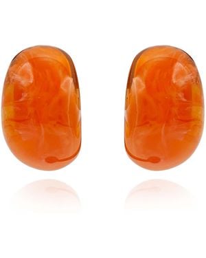 Michael Nash Jewelry Merrie Marbled Resin Semi Hoop Clip On Earrings - Orange
