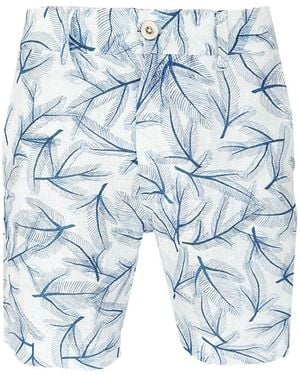 Haris Cotton Printed Linen Bermuda Fern - Blue
