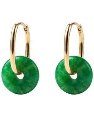 seree Willow Jade Stone Hoop Earrings - Green