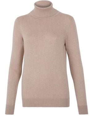 Paul James Knitwear Neutrals Terri Ultra-Fine Cotton Roll Neck Long Sleeve Sweater - Natural