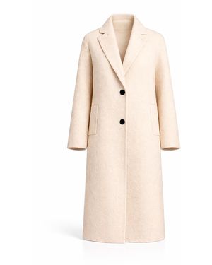 Tantra Spain Sl Neutrals Wool Coat With Lapels, Button Closure, And Side Pockets - Natural