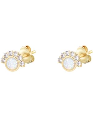 KAMARIA Royal Radiance Opal Stud Earrings - Metallic