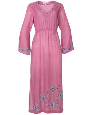 Tiger and the Monkey The Mariposa Cotton Embroidered Fitted Kaftan - Pink