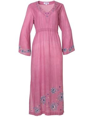 Tiger and the Monkey The Mariposa Cotton Embroidered Fitted Kaftan - Pink