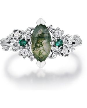 Azura Jewelry New York Briar Meadow Moss Agate Ring Vermeil - Green