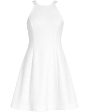 Conquista Classic Cotton-Blend Gabardine A-Line Dress With Stretch - White