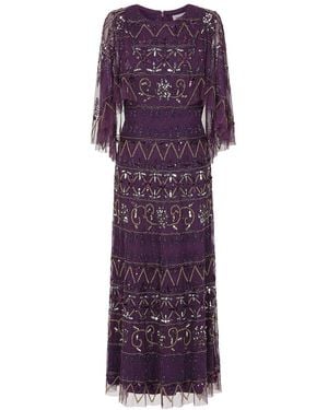 Frock and Frill Mahonia Embellished Cape Sleeve Midaxi Dress - Purple
