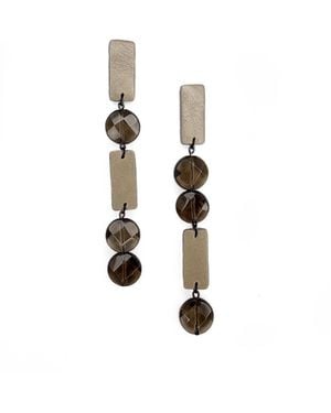 WAIWAI Neutrals Smoky Quartz Drop Earrings - Metallic