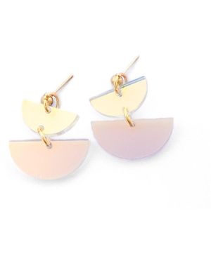 By Chavelli Neutrals Twin Luna Half-Moon Dangly Earrings - Pink