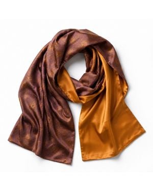 Silk and Bears Amber & Reversible Jacquard Silk Evening Shawl — Soirée Collection - Brown