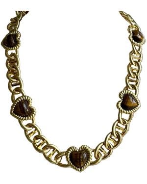 Laura Gray Sloan Heart Necklace Tiger's Eye - Metallic