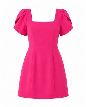 Girl In Mind Reeve Square Neck Mini Dress Fuschia - Pink