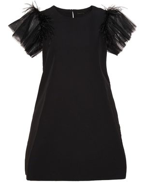 concept A trois Short A Line Dress With Winged Tulle Sleeves - Black
