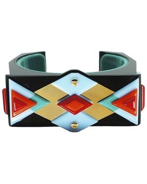 Gissa Bicalho Handmade Acrylic Bracelet Kuntur/ Turquoise Green - Blue