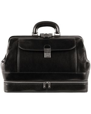 Time Resistance Large Italian Leather Doctor Bag - Black