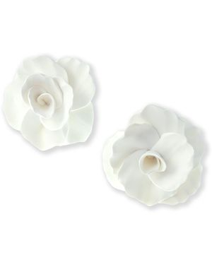 By Chavelli Rosette Small Stud Earrings - White