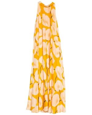 Niza Flowy Printed Blouse With Gathered Sleeves - Metallic