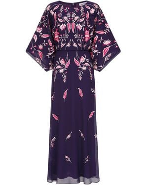 Frock and Frill Viola Embroidered Maxi Dress - Purple