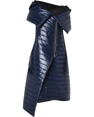 Metamorph Long Puffer Vest With Zipper - Blue