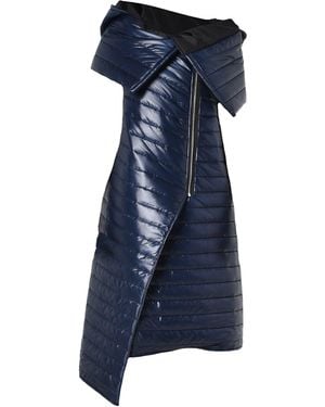 Metamorph Long Puffer Vest With Zipper - Blue