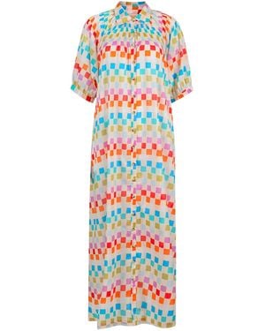 SUNSHINE TIENDA Summer Camp Geo Oasis Dress - White