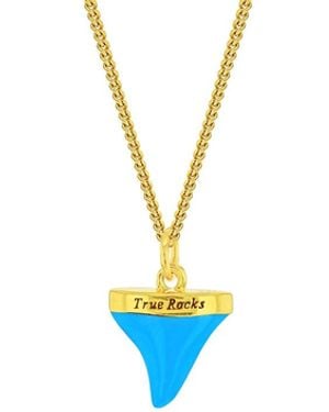 True Rocks 18kt Gold Plated & Turquoise Mini Sharks Tooth Pendant - Blue