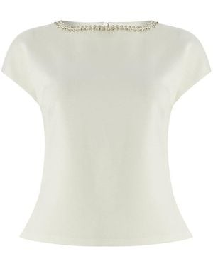Exquise Neutrals Scout Blouse Dropped Shoulder Boat Neck Knit Blouse - White