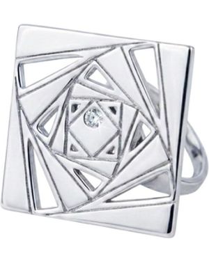 Gutta Design Loop Ring Rhodium Plated - White