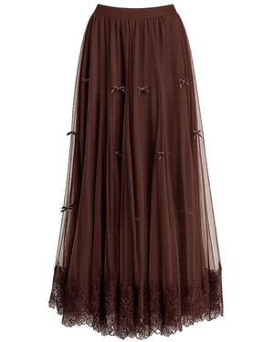 Tantra Spain Sl Midi Tulle Skirt With Lace - Brown