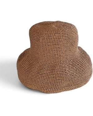 Springmoonatelier Handmade Chocolate Satin Raffia Hat – Wide Brim - Brown