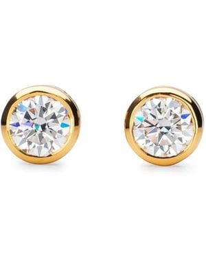 Augustine Jewels Delicate Round Shaped Diamond Stud Earrings Bezel Set - Metallic