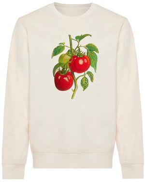INGMARSON Neutrals Tomato Embroidered Organic Cotton Sweatshirt - White