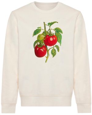 INGMARSON Neutrals Tomato Embroidered Organic Cotton Sweatshirt - White