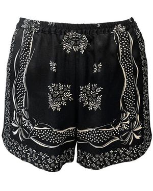 Anna Sui Ribbon Handkerchief Satin Print Shorts - Black