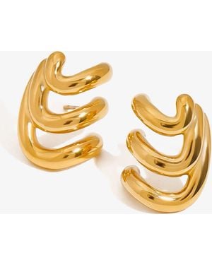 Elk & Bloom Chunky Triple Hoop Wave 14K Studs - Metallic