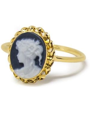 Vintouch Italy Plated Mini Cameo Ring - Blue