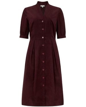 Emily and Fin Stella Needlecord Bordeaux Shirt Dress - Purple