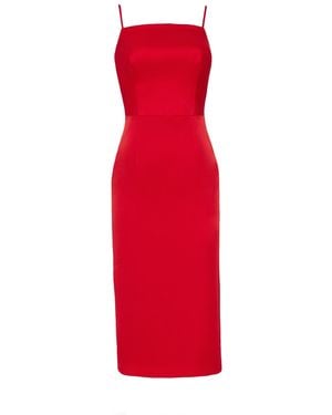 Nomi Fame Ora Crepe Satin Midi Dress With Straps - Red