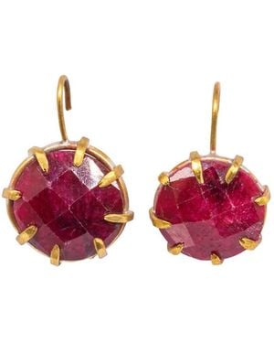 Lily Flo Jewellery Sereia Ruby Drop Earrings - Red