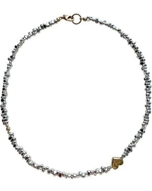 Larsuu Heart Orbit Hematite Necklace - Metallic